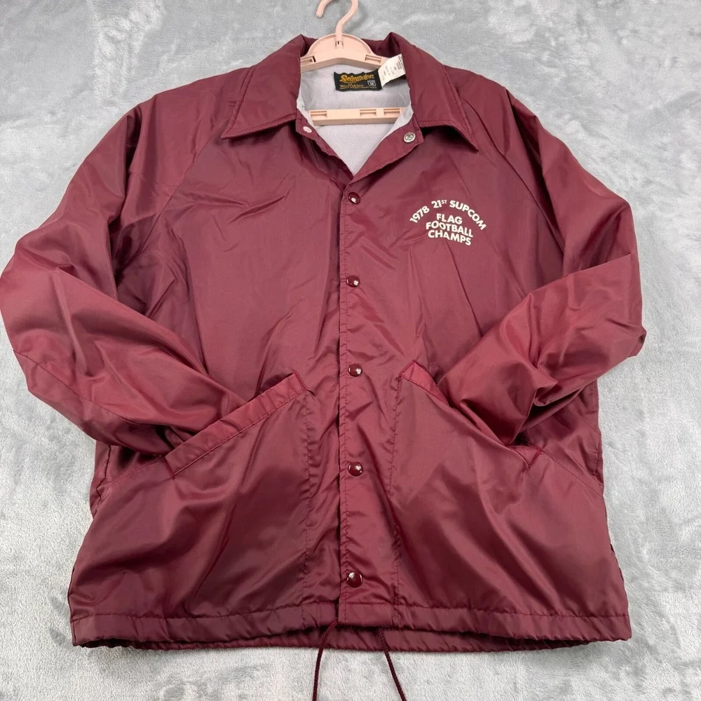 Vintage Swingster Coaches Jacket Mens‎ Medium Maroon 1978 SUPCOM Football Champs
